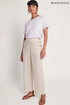 Monsoon Natural Parker Linen Crop Trousers (B57193) | 3,376 UAH