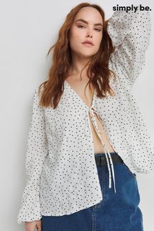 Simply Be White Textured Tie Front Blouse (B57363) | 40 €