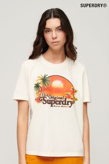 SUPERDRY White SUPERDRY Travel Souvenir Relaxed T-Shirt (B57478) | kr440
