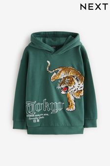 Green Tokyo Embroidered Tiger Hoodie (3-16yrs) (B57531) | €33 - €40