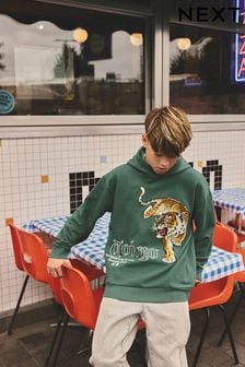 Green Tokyo Embroidered Tiger Hoodie (3-16yrs) (B57531) | $36 - $45