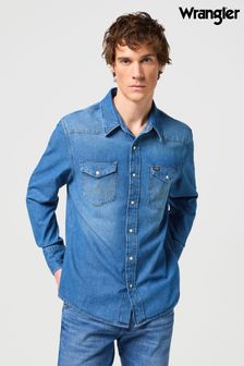 ライトデニム ブルー - Wrangler Western Denim Long Sleeved Shirt (B57533) | ￥11,450