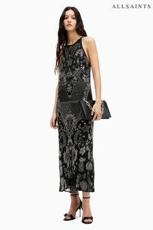 AllSaints Black Coralie Emb Dress (B57610) | €661
