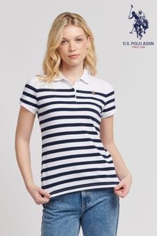 U.s. Polo Assn. Womens Blue Regular Fit Engineered Stripe Polo Shirt (B57859) | 250 د.إ