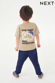 Neutral Dinosaur Back Print Short Sleeve T-Shirt (3mths-7yrs) (B57999) | kr130 - kr160