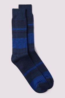 Blau - Duchamp Herren Gestreifte, melierte Socken (B58021) | 31 €