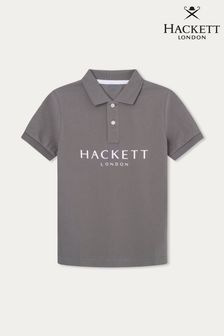 Hackett London Older Boys Grey Short Sleeve Polo Shirt (B58125) | KRW117,400