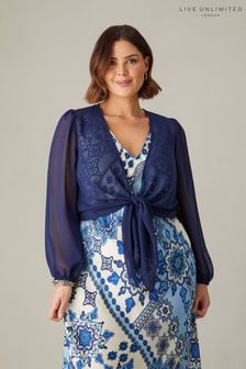 Live Unlimited Blue Curve Tie Front Cover-Up (B58143) | $101