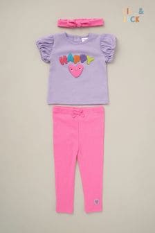 Lily & Jack Pink Print Top Leggings And Headband Outfit Set 3 Piece