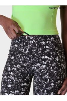 Black Electric Texture Print Power 6" Biker Shorts (B58397) | $95