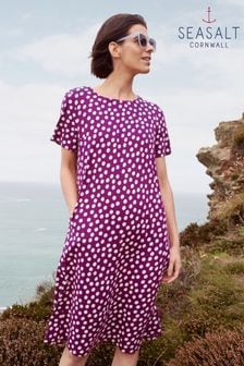 Seasalt Cornwall Purple Short Sleeve Pipers Dress (B58407) | SGD 108