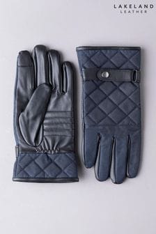 Lakeland Leather Blue Wax Quilted Gloves (B58410) | $88