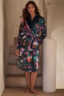 B By Ted Baker Teal Blue Faux Fur Lined Floral Robe (B58501) | 34.50 د.ب - 35.50 د.ب