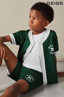 Reiss Dark Green/Optic White Cooper 9-13 yrs Airtex Reversible Baseball Shirt (B58576) | $74