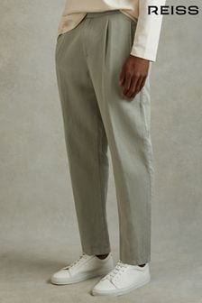 Reiss Pistachio Pact Relaxed Cotton Blend Elasticated Waist Trousers (B58577) | SGD 353