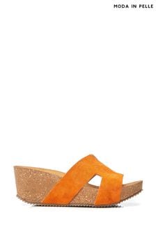 Moda in Pelle Hollie H Band Mules Cork Wedges (B58588) | AED438