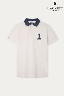 Hackett London Men Short Sleeve White Polo Shirt (B58905) | $286