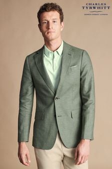 Зеленый - Облегает льняной хлопковый пиджак зауженного кроя Charles Tyrwhitt (B58928) | €275