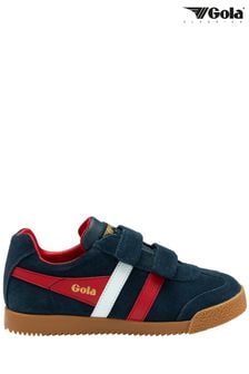 Turquoise Blue - Gola Kids Harrier Strap Suede Strap Trainers (B58957) | kr1 010