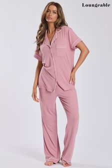 Pyjamas Loungeable Long Set Plain Short Sleeve Nightwear Next Oman