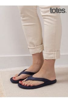 Totes Navy Ladies Solbounce Toe Post Flip Flops Sandals (B59031) | HK$185