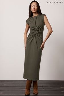 Mint Velvet Green Twisted Midi Dress (B59032) | OMR46