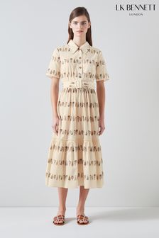 LK Bennett Bella Shell Print Cotton Shirt Dress (B59199) | €436