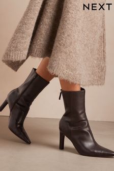 Women s Boots Brown Plain High Workwear Next Luxembourg
