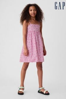 Gap Pink Cotton Floral Square Neck Smock Dress (4-13yrs) (B59262) | €40
