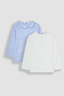 JoJo Maman Bébé Blue 2-Pack Ditsy Floral Peter Pan Tops (B59352) | €37