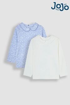 JoJo Maman Bébé Blue 2-Pack Ditsy Floral Peter Pan Tops (B59352) | $38