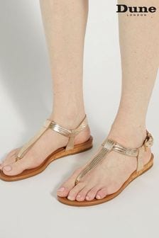 Dune London Gold Slim Print Lari Wedge Toe Post Sandals (B59384) | ￥11,450