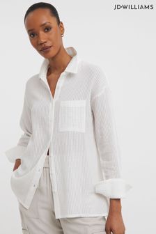 JD Williams Textured Stripe Fabric White Shirt (B59482) | LEI 167