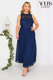 Yours Curve Blue Lace Sweetheart Maxi Dress (B59637) | AED416