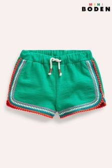 Boden Green Pom Trim Jersey Shorts (B59812) | HK$195 - HK$216