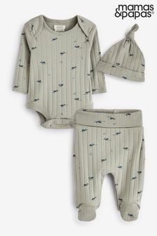 Mamas & Papas Grey Whale Print All In One Set 3 Piece (B59815) | $40