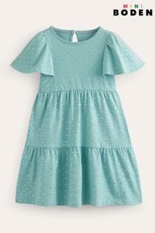 Boden Blue Tiered Flutter Jersey Dress (B59902) | AED128 - AED150