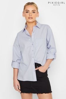 PixieGirl Petite Blue Oversized 100% Cotton Shirt (B59946) | $53