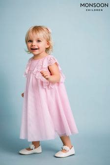 Monsoon Pink Baby Charlotte Frill Dress (B59981) | 188 QAR - 198 QAR