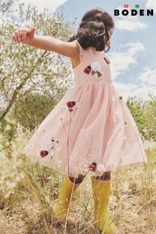 Boden Pink Appliqué Tulle Dress (B60092) | $89 - $99