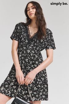 Simply Be Waffle Lace Trim Skater Dress (B60106) | 44 €