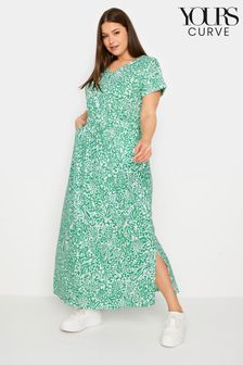 Yours Curve Green Side Split Drawcord Maxi Dress (B60117) | SGD 60