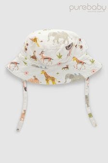 Purebaby Cream Safari Print Hat