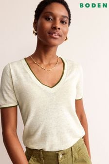 Boden Maggie V-neck Linen T-shirt (B60246) | kr1 370