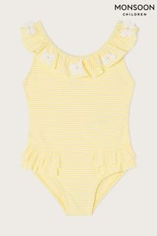 Monsoon Yellow Seersucker Ruffle Swimsuit (B60347) | €27 - €30