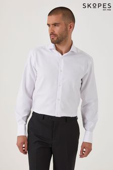 Tailored Fit - Skopes Double Cuff Dobby White Shirt (B60365) | 76 €