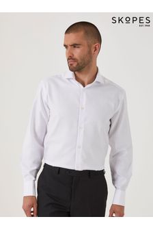Skopes Tailored Fit Double Cuff Dobby White Shirt