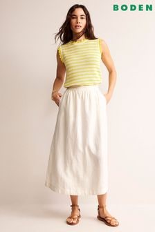 Boden Cream Florence Linen Midi Skirt (B60386) | $163