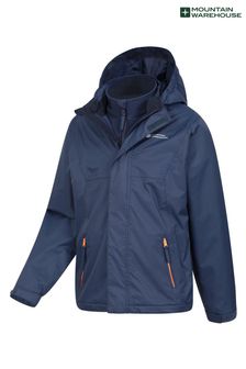 Albastru - Jachetă impermeabilă 3 în 1 pentru copii Mountain Warehouse Bracken (B60426) | 382 LEI
