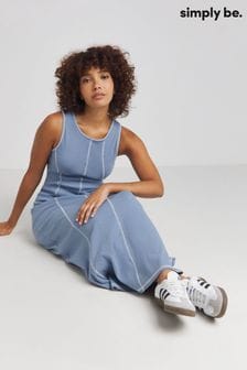 Simply Be Blue Sleeveless Exposed Seam Maxi Dress (B60603) | €46